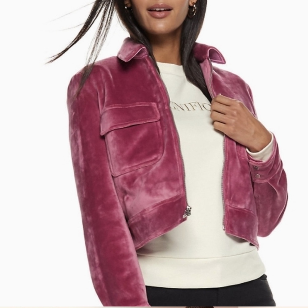 Nine West pink velvet bomber jacket*
